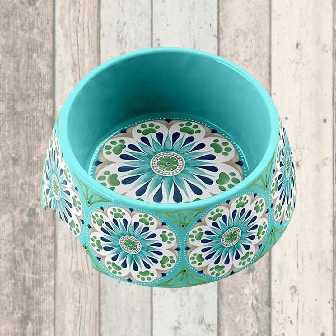 Carmel Turquoise Medallion Melamine Pet Bowl