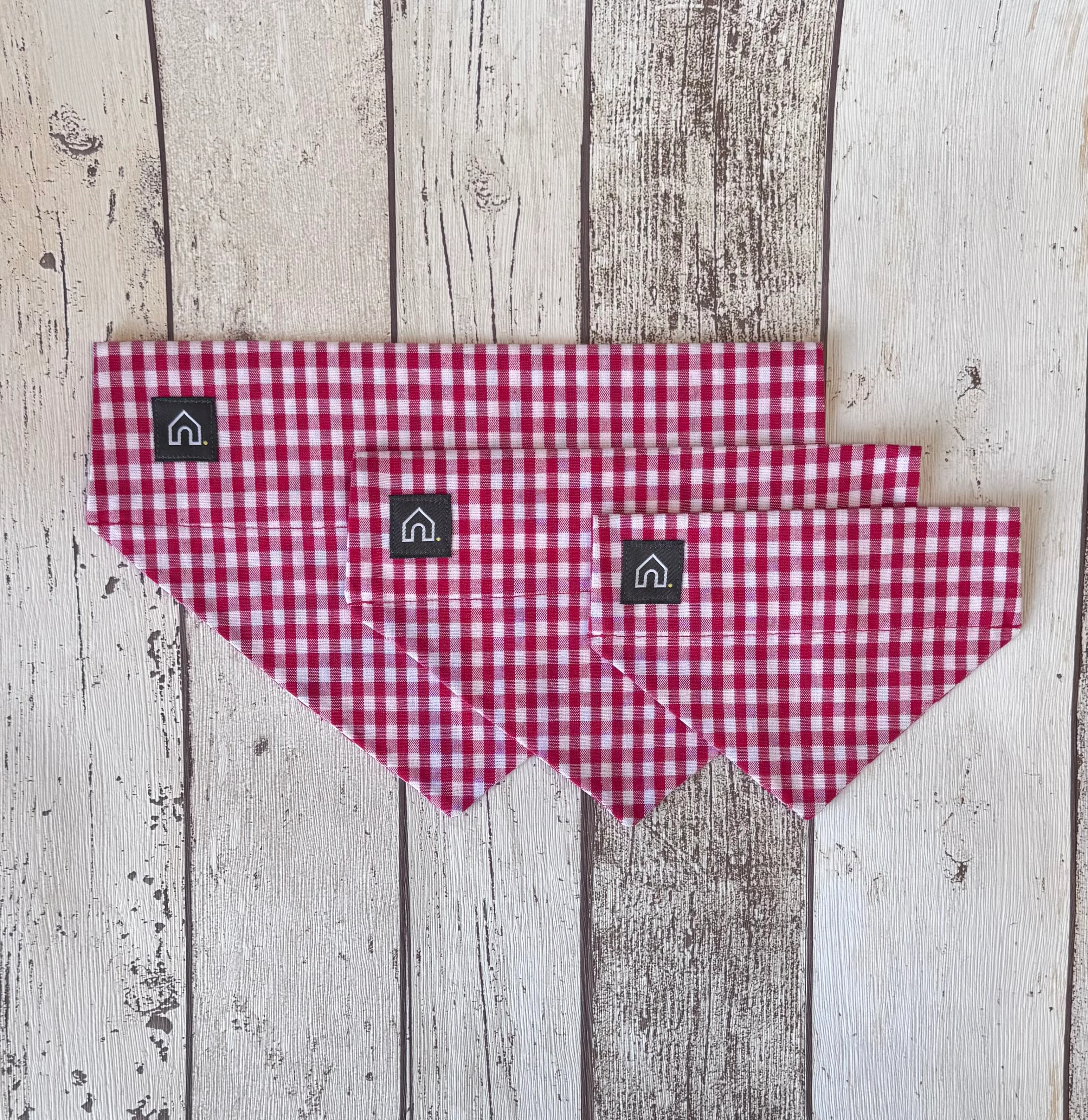 Doghouse Cherry Red Gingham Slip-on Bandana