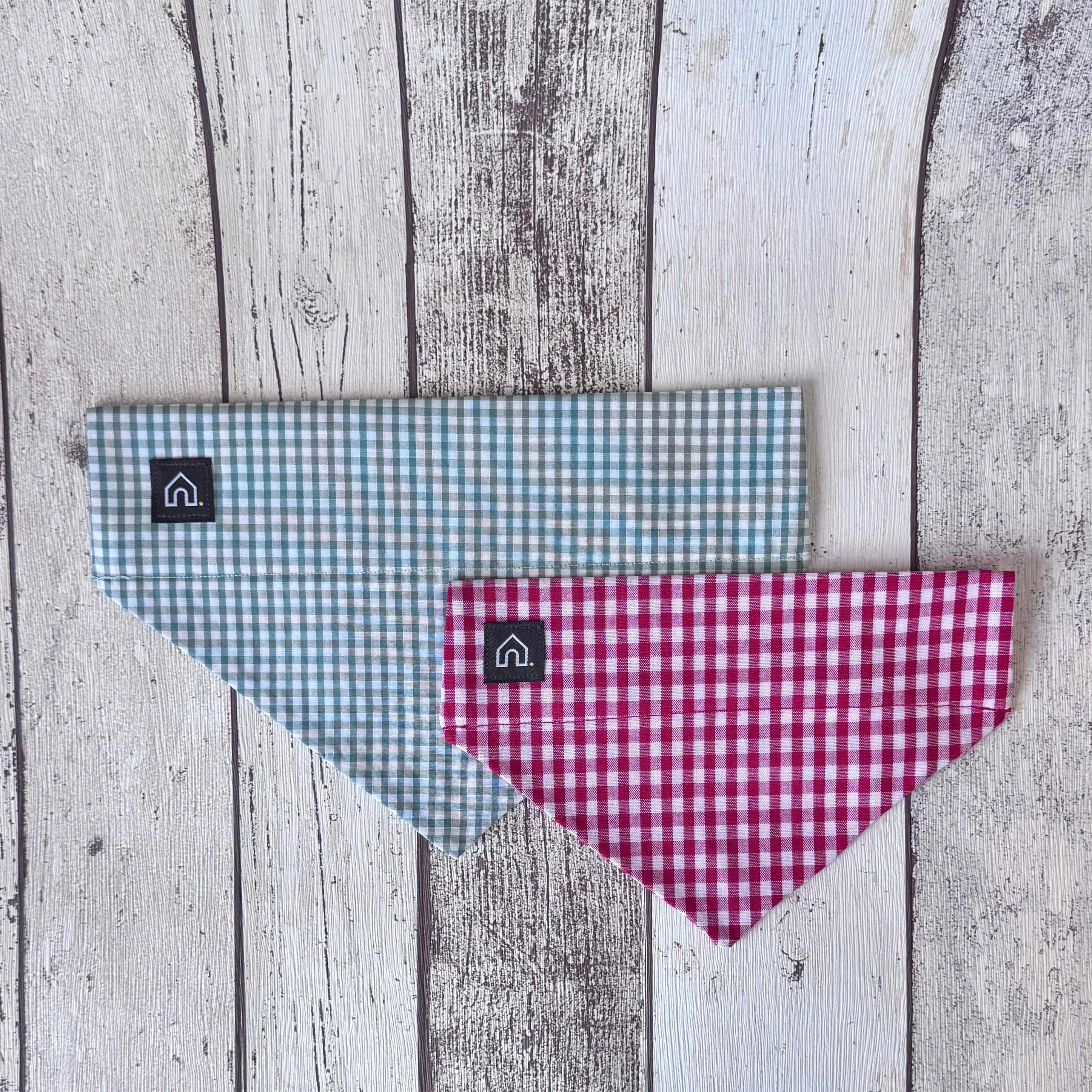 Doghouse Cherry Red Gingham Slip-on Bandana - Image 2