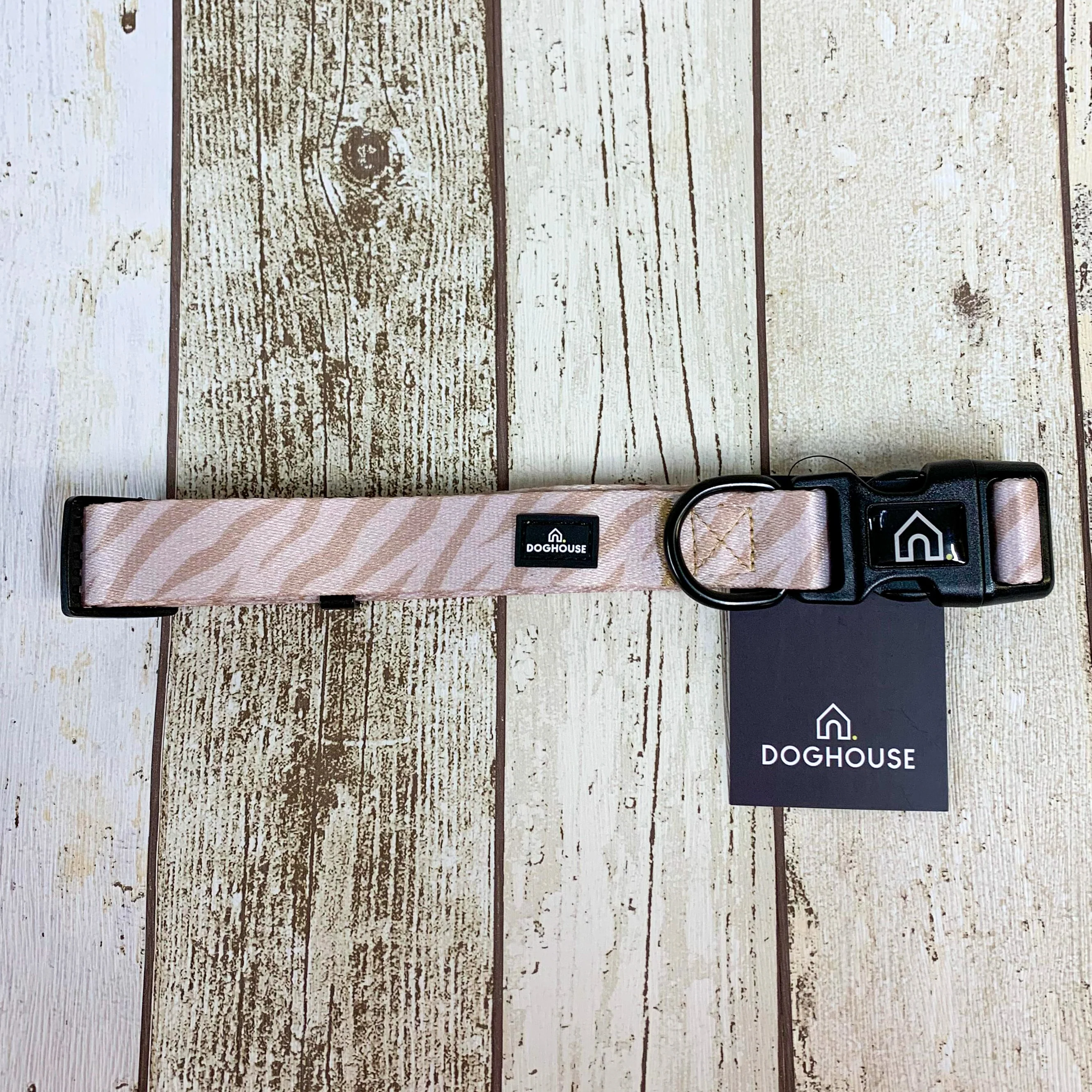 Doghouse Everyday Comfort Dog Collar in Nude Zebra Stripe