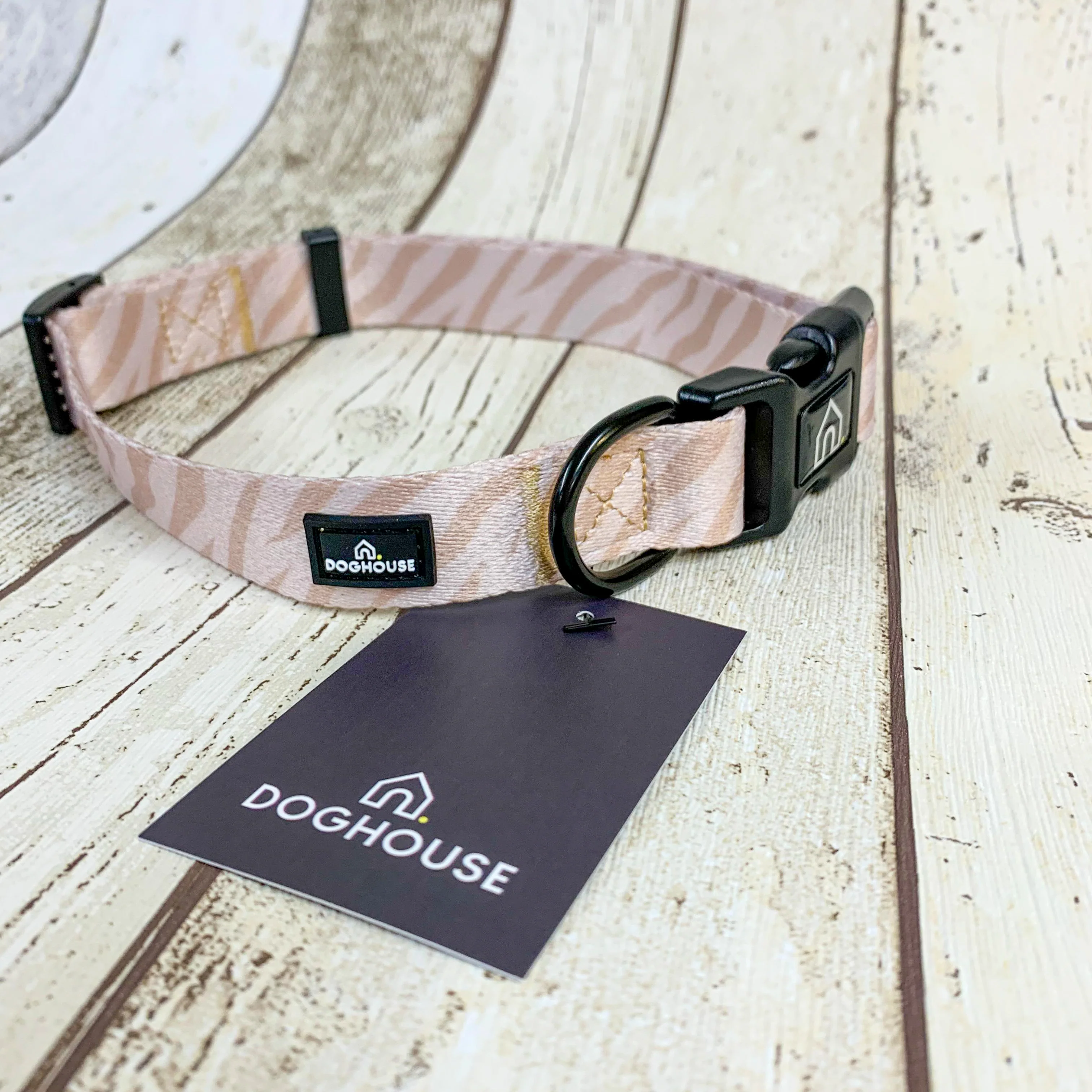 Doghouse Everyday Comfort Dog Collar in Nude Zebra Stripe - Image 4