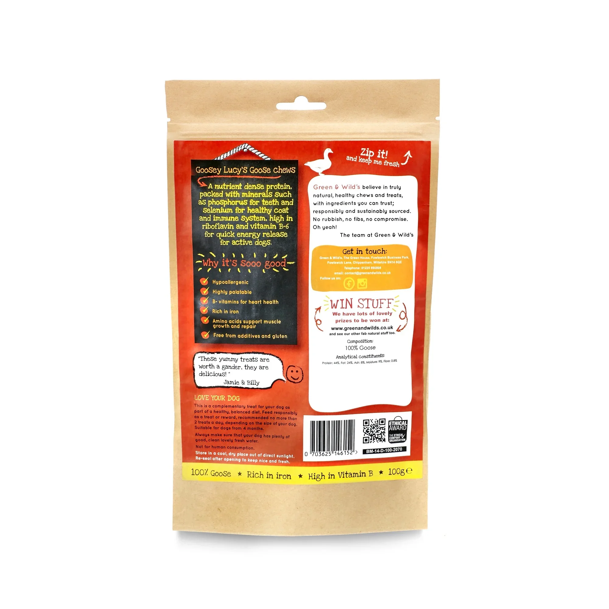 Green & Wilds Goosey Lucy's Goose Chew 100g - Image 4