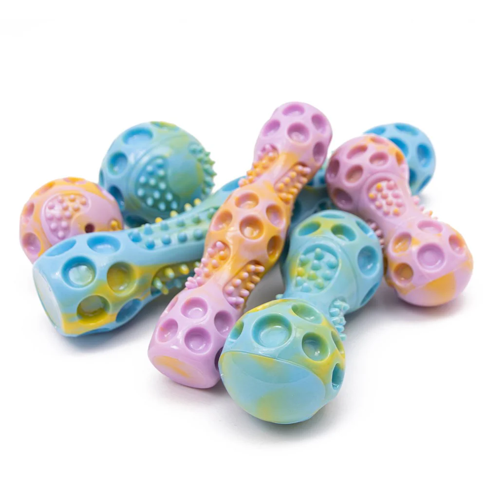 Great&Small Let's Play Loud TPR Dumbbell Dog Toy - Image 2