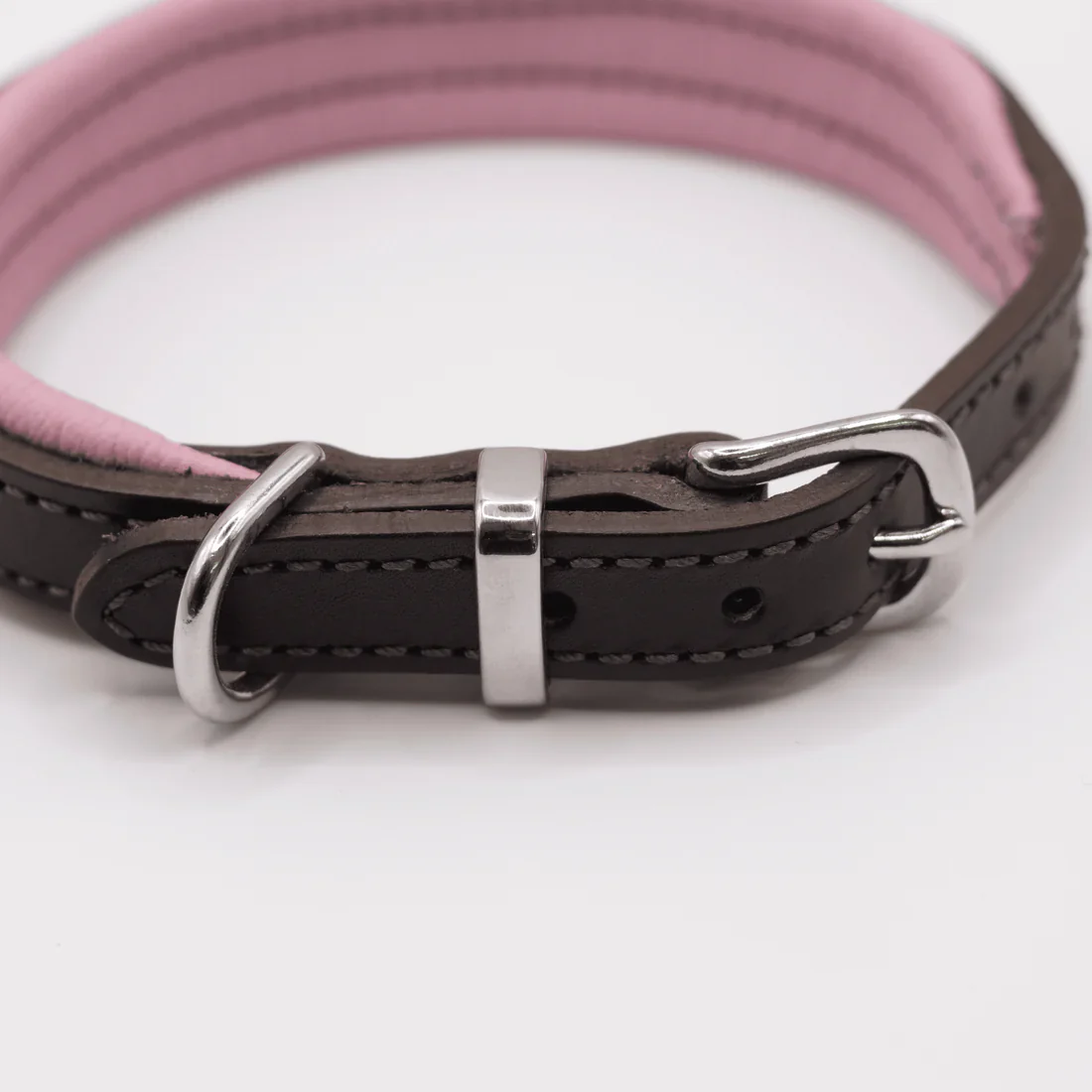 D&H Padded Pastel Real Leather Dog Collar - Image 3