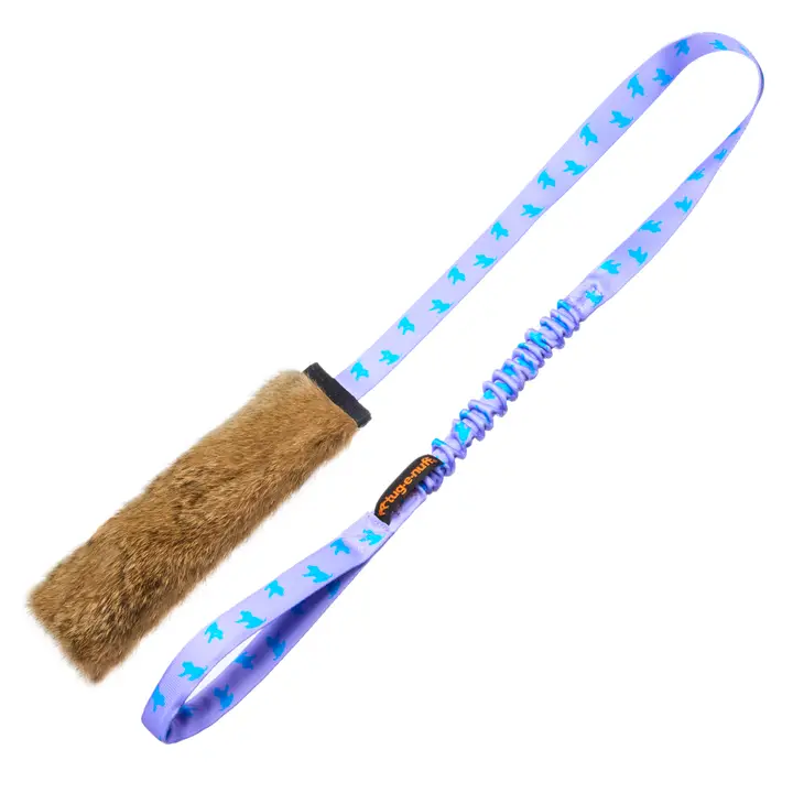 Rabbit Fur Squeaky Bungee Chaser Toy by Tug-e-Nuff