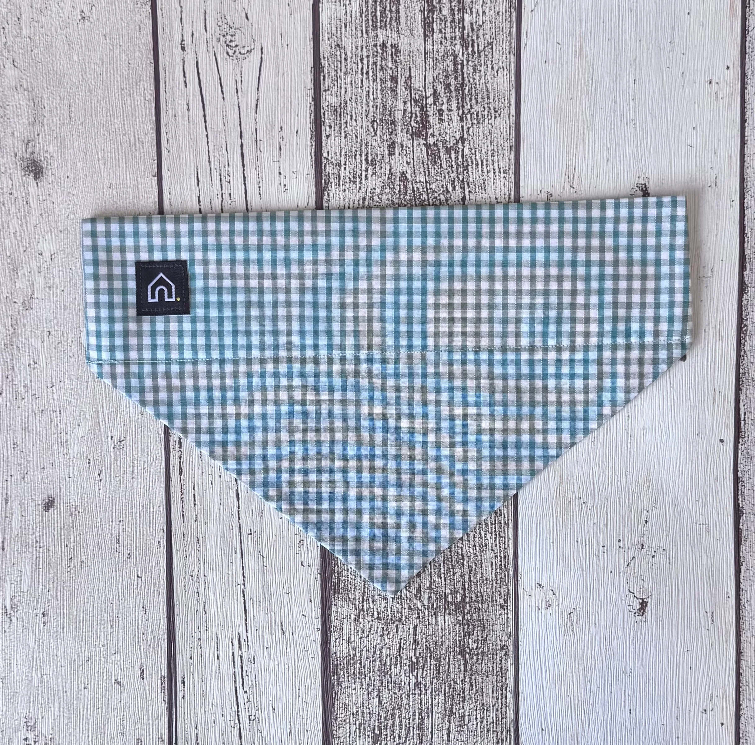 Doghouse Sage Green Gingham Slip-on Bandana - Image 2