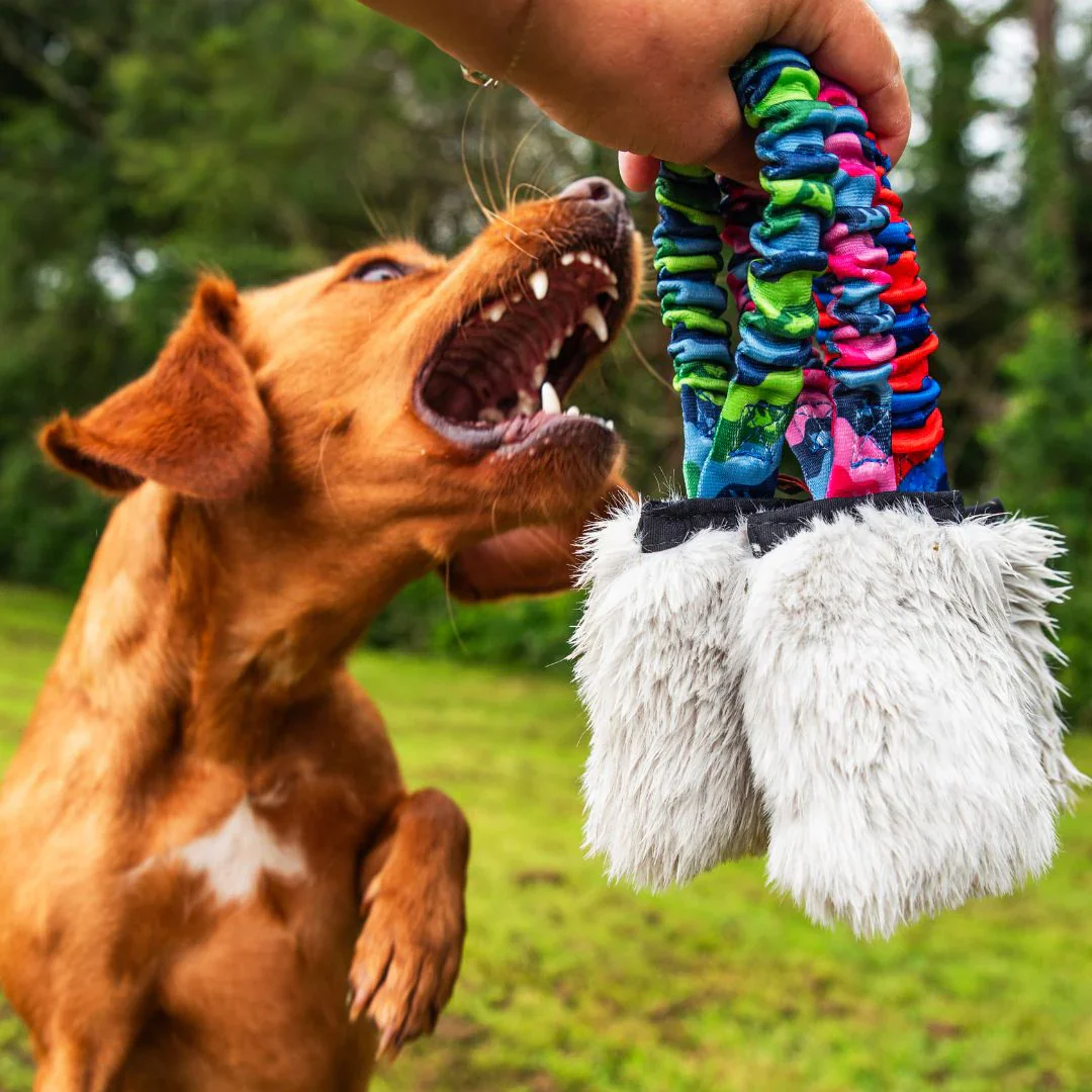 Faux Fur Pocket Bungee Squeaker for Dogs by Tug-e-Nuff - Image 2